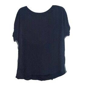 AMS Pure Black solid Blouse Cross Back Details Size Medium